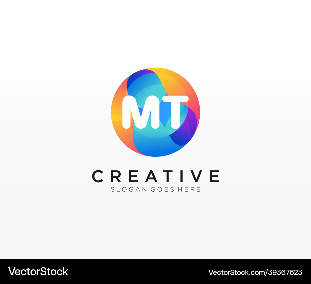Mt initial logo with colorful circle template Vector Image