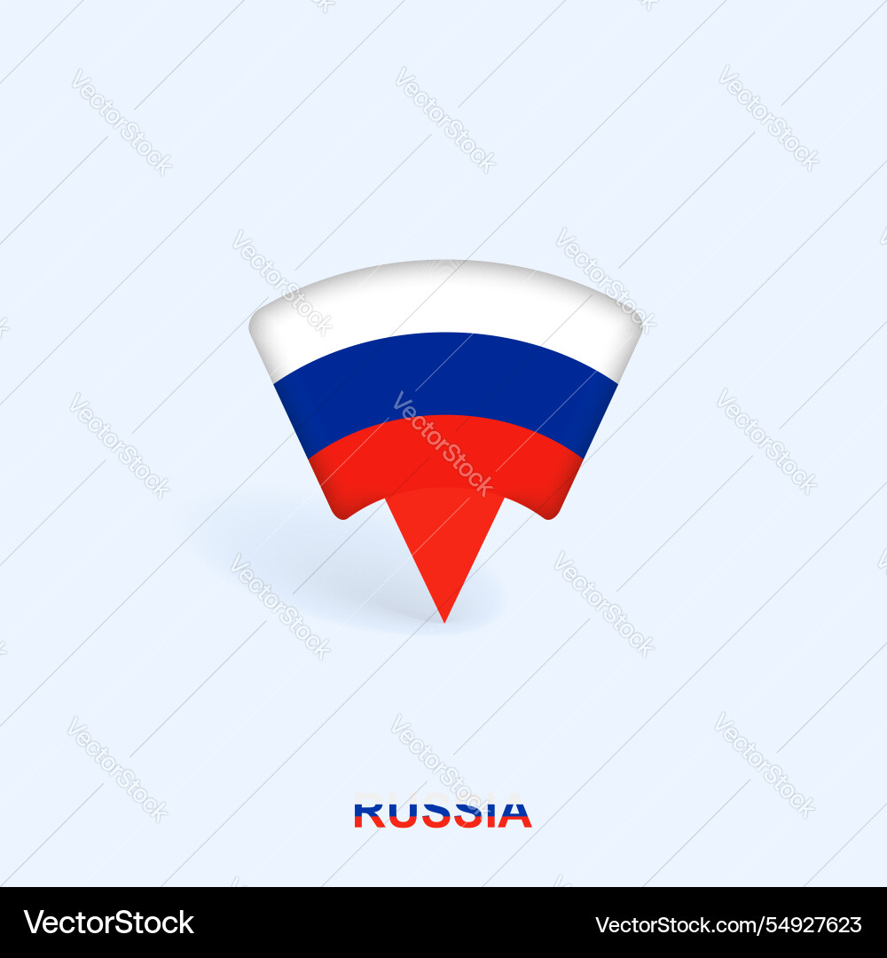 Russia flag map pointer design with shadow vector image