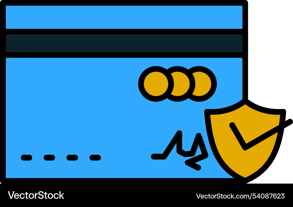 Secure payment line filled icon design vector image
