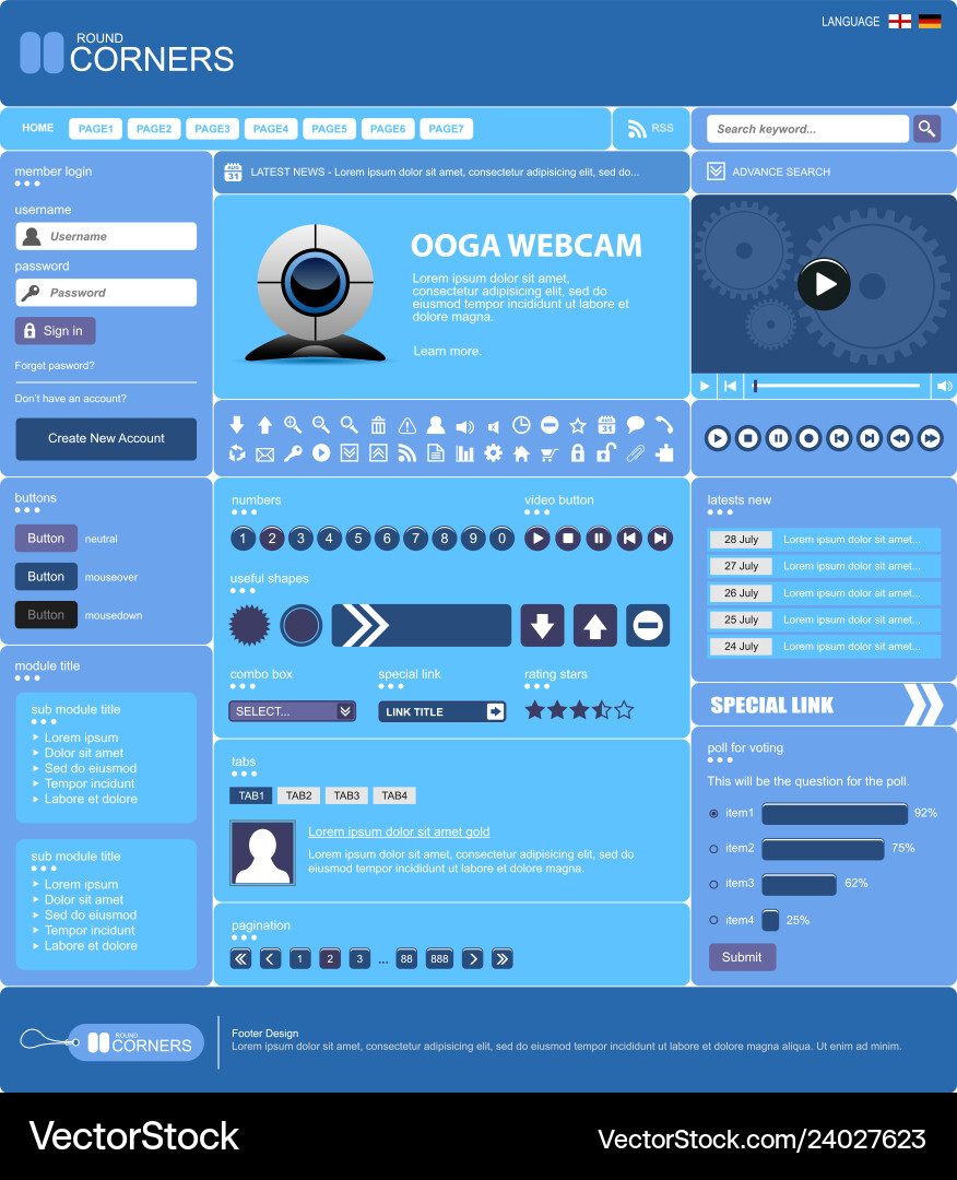 Web design element template a complete set Web design element template a complete set vector image