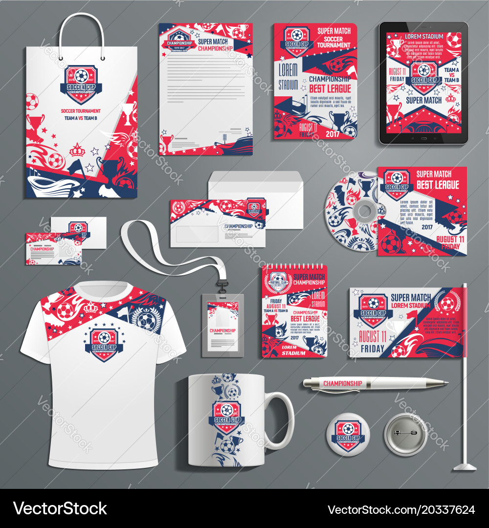Advertising promo soccer football items Vector Image