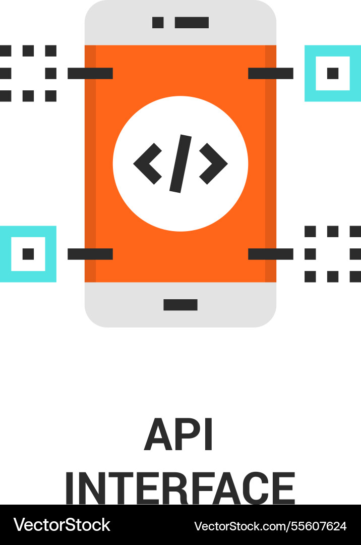 Api interface flat line icon design concept vector image