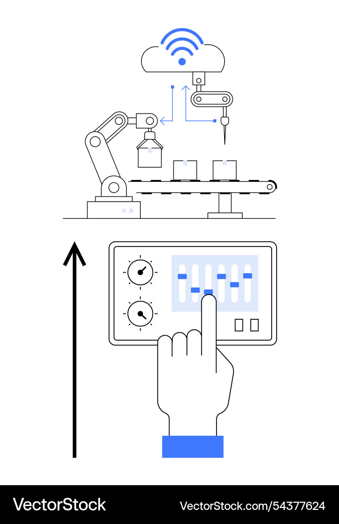 Automatisierungs- und Steuerungssystem mit Roboterarm Automatisierungs- und Steuerungssystem mit Roboterarm vektorbild