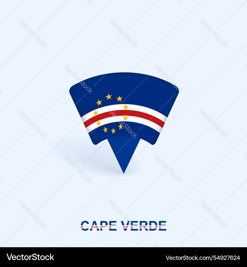 Cape verde flag map pointer design with shadow Vector Image