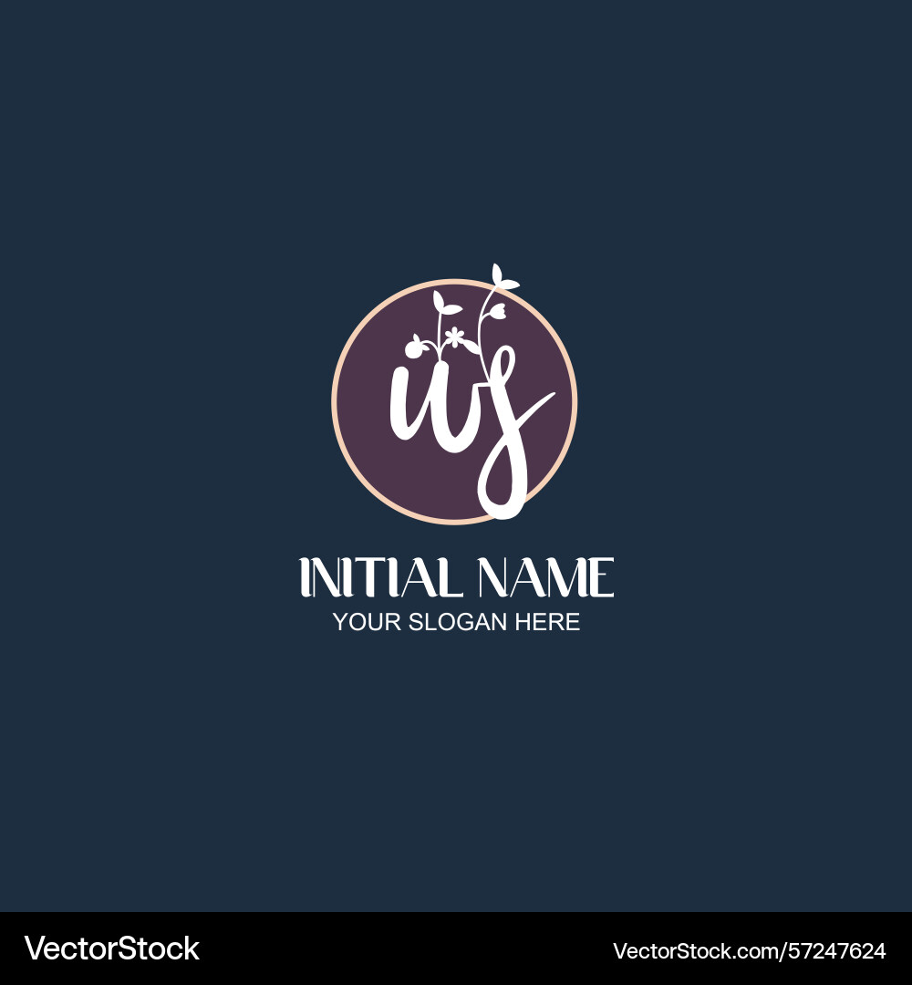 Elegant ws initial logo design with botanical Vector Image