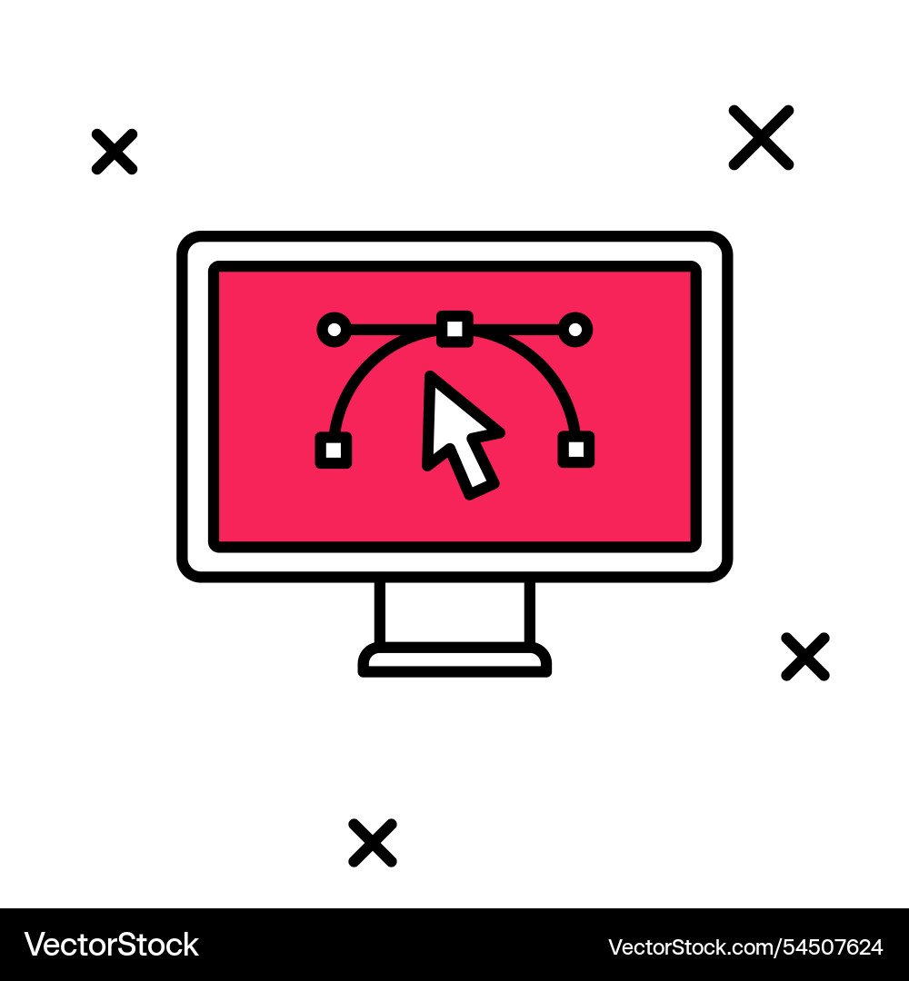 Filled outline computer display with design Filled outline computer display with design vector image