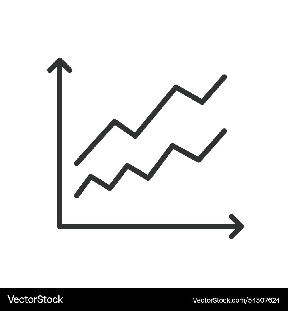 Parallel growth chart icon in line design Parallel growth chart icon in line design vector image