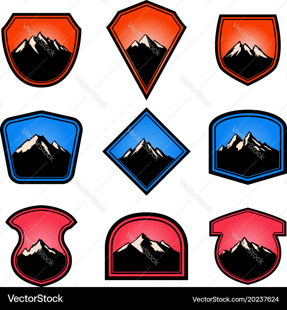 Set of empty badges with mountains design vector image