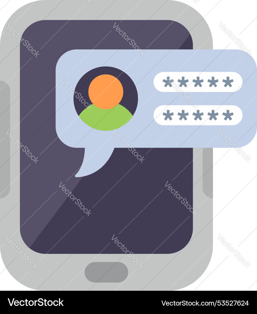 Smartphone showing user login with password Smartphone showing user login with password vector image