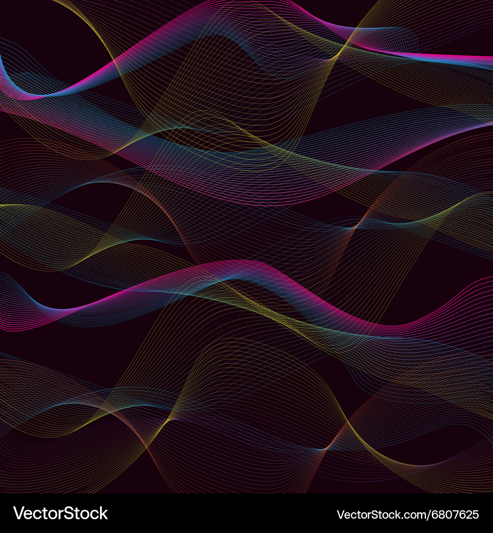 Abstract waves pattern on black background Vector Image