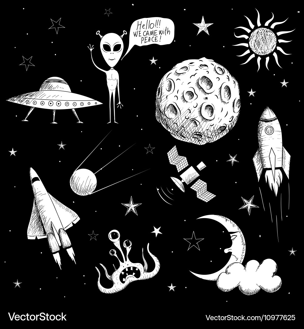 Collection of space objects vector image