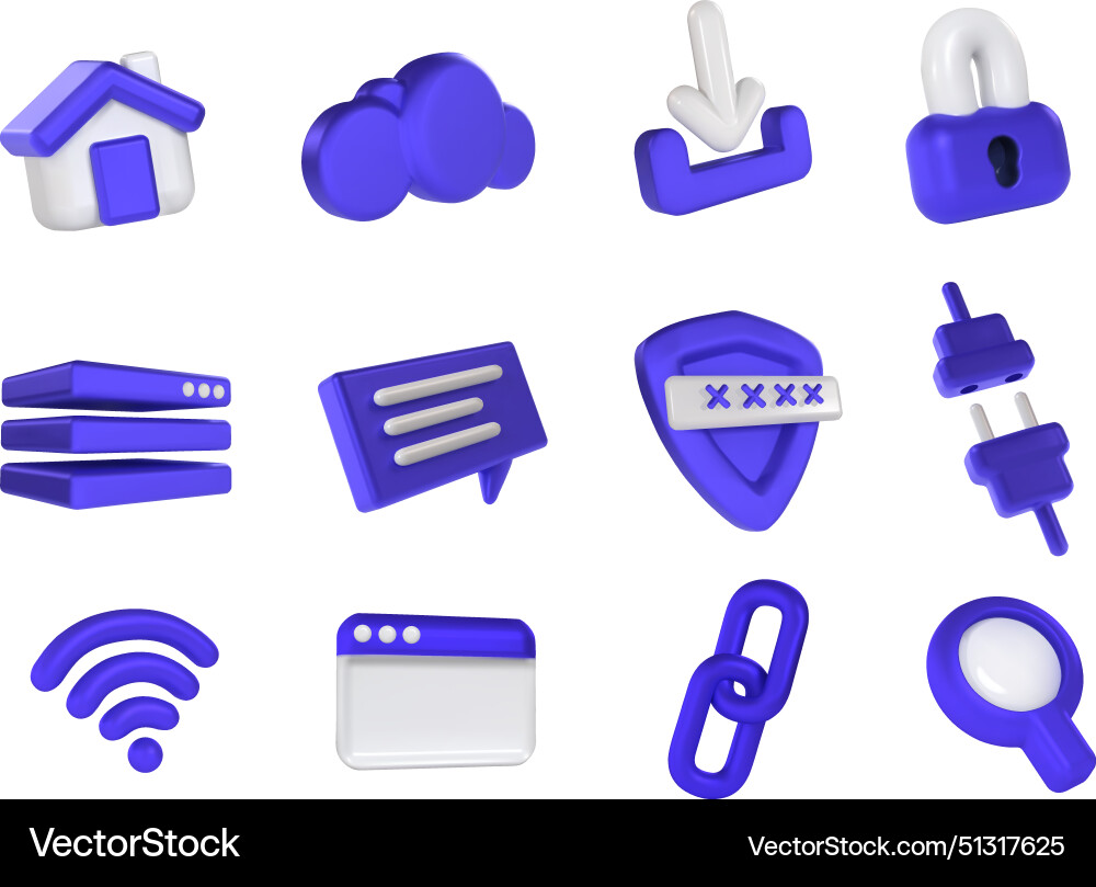 Internet 3d icons web browser and network Internet 3d icons web browser and network vector image