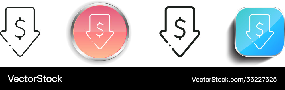 Low price icon thin linear regular and button Low price icon thin linear regular and button vector image