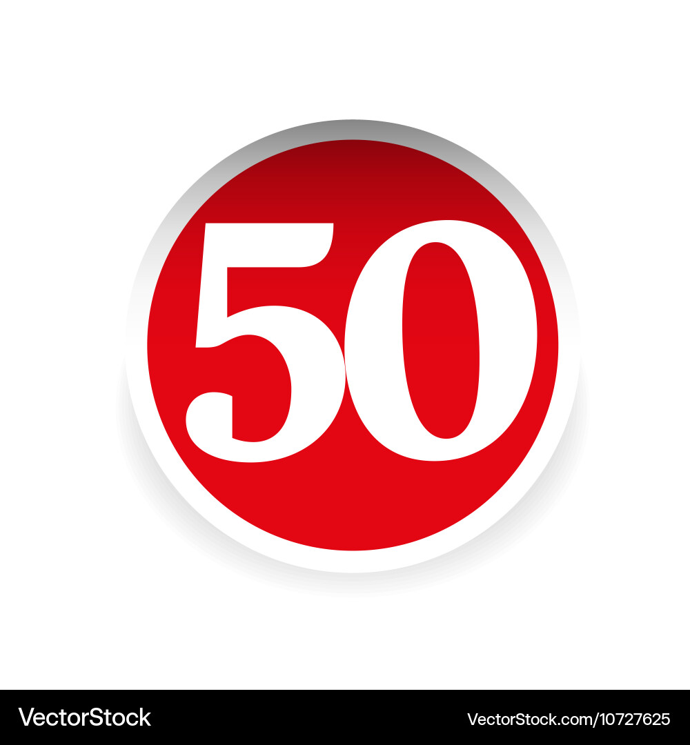 Number fifty red label Royalty Free Vector Image