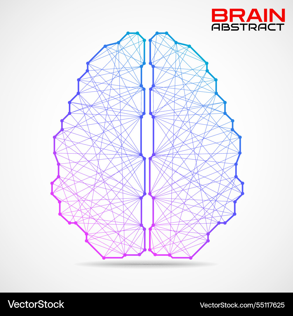 Polygonal abstract brain with connected lines Polygonal abstract brain with connected lines Vector Image