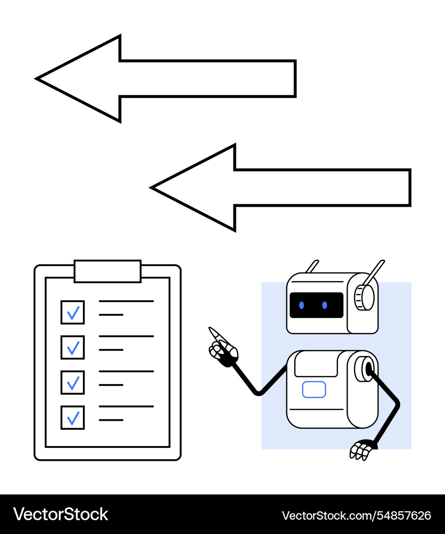 Aufgabenverwaltung mit Roboterassistent Aufgabenverwaltung mit Roboterassistent vektorbild