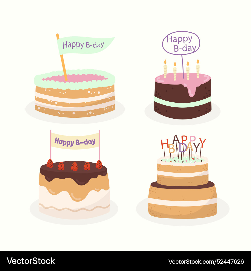 Flat Design Cake Topper Collection Royalty Free Vector Image Flat Design Cake Topper Collection Royalty Free Vector Image