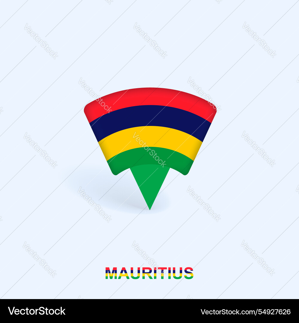 Mauritius flag map pointer design mit schatten Mauritius flag map pointer design mit schatten vektorbild