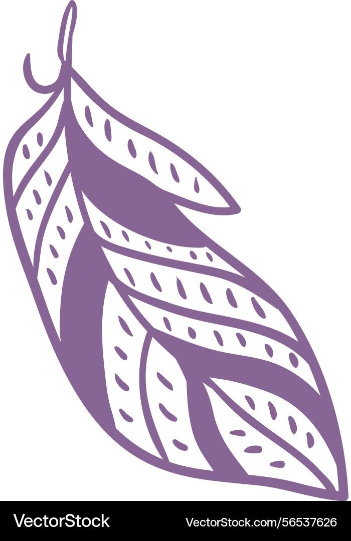 Purple feather with decorative pattern floating Purple feather with decorative pattern floating vector image