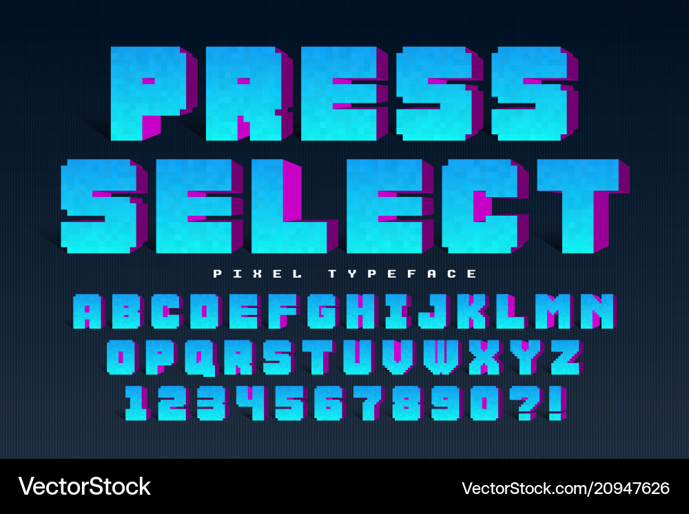Retro Pixel Font - 8-Bit Style vector image