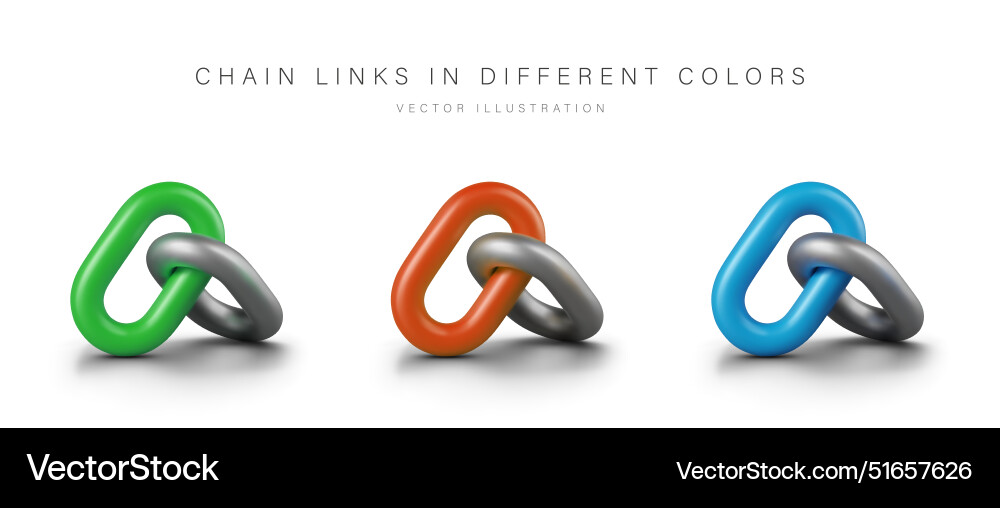 Set of chain links different colors isolated Set of chain links different colors isolated vector image