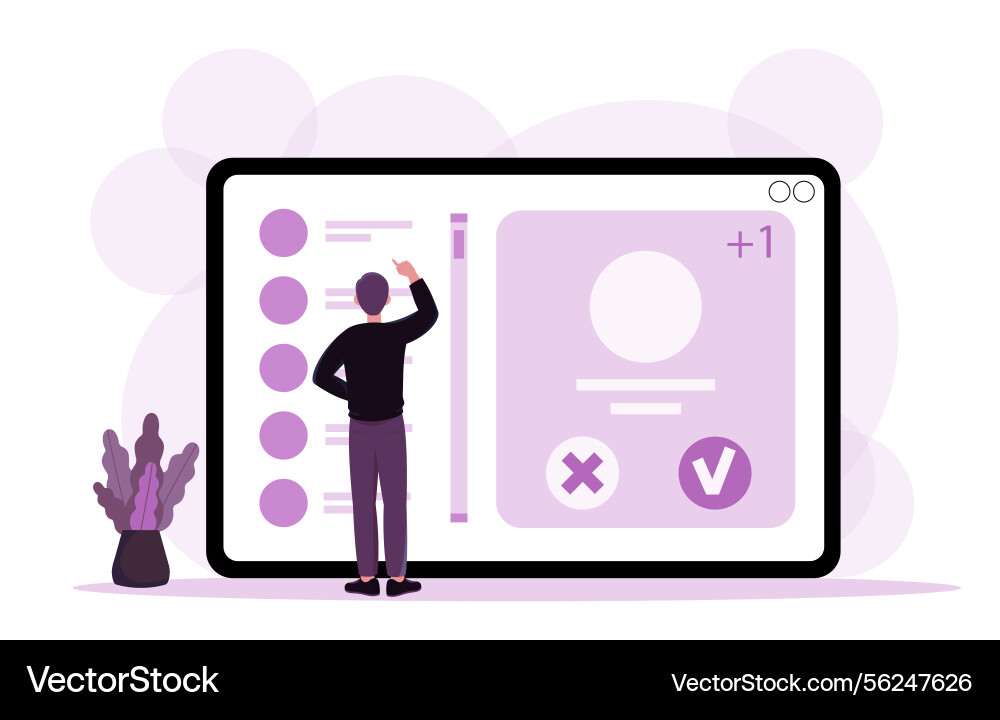 User interacting with digital interface vector image