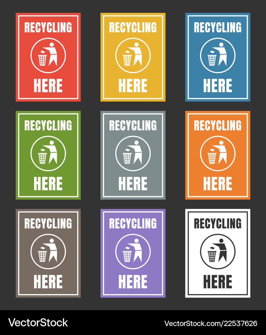 Waste management labels set sorting Waste management labels set sorting vector image