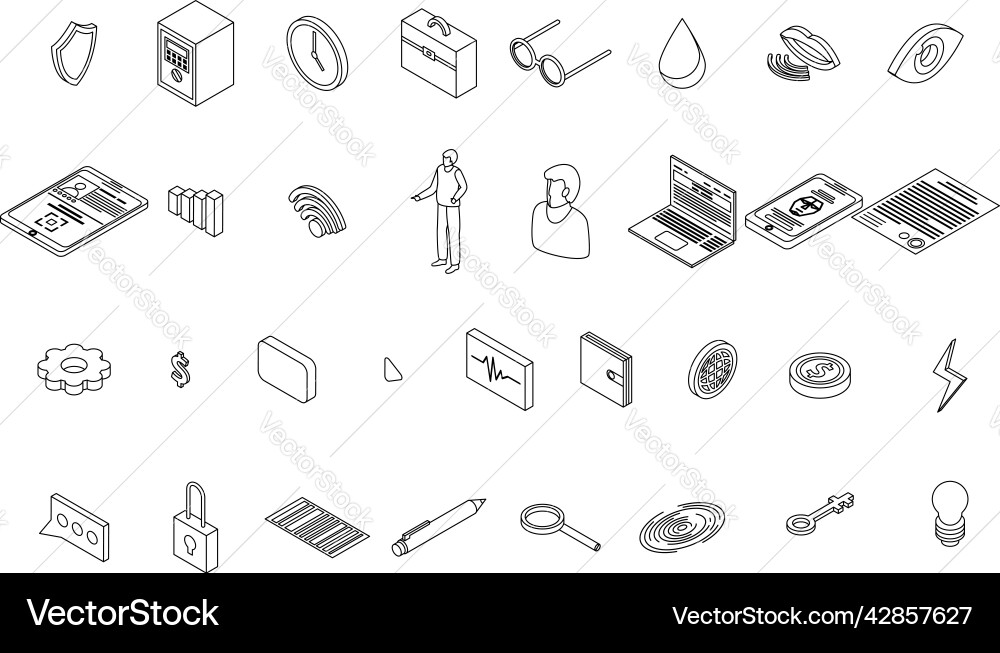 Biometric authentication icons set outine Vector Image