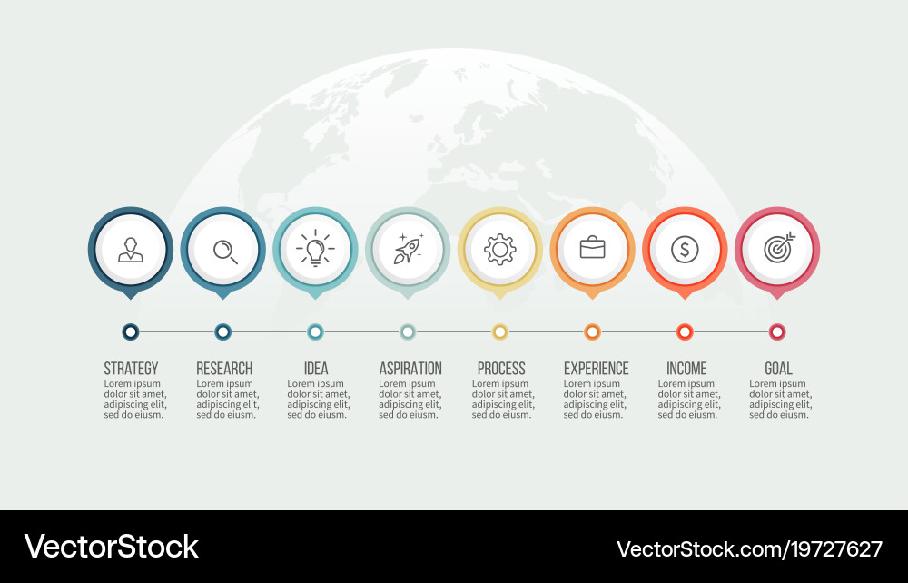Business Process Flowchart with 8 Stages Vector Image