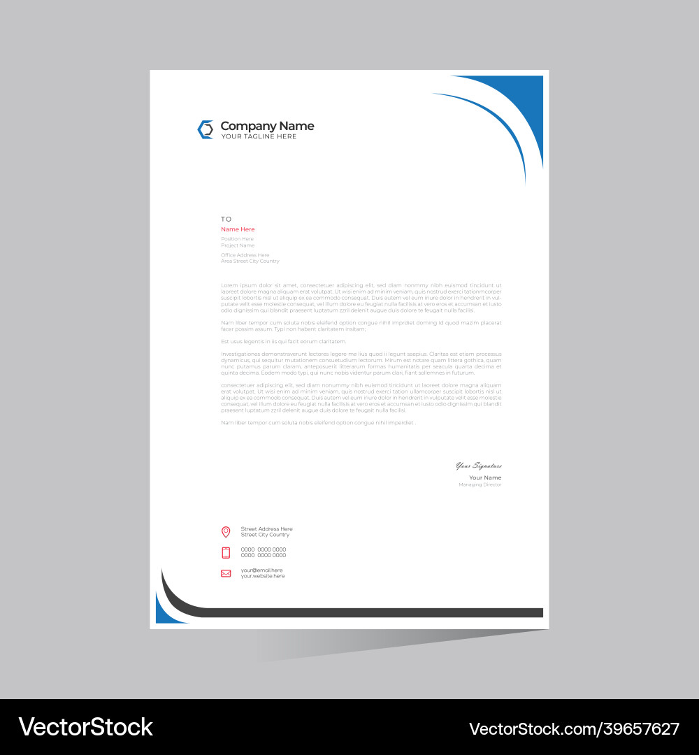 Cyan colored simple letterhead design Cyan colored simple letterhead design vector image