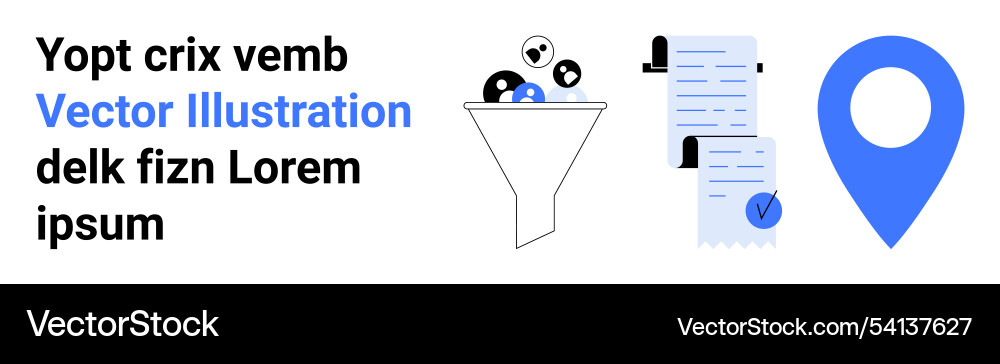 Data funnel filtering process with document Data funnel filtering process with document vector image