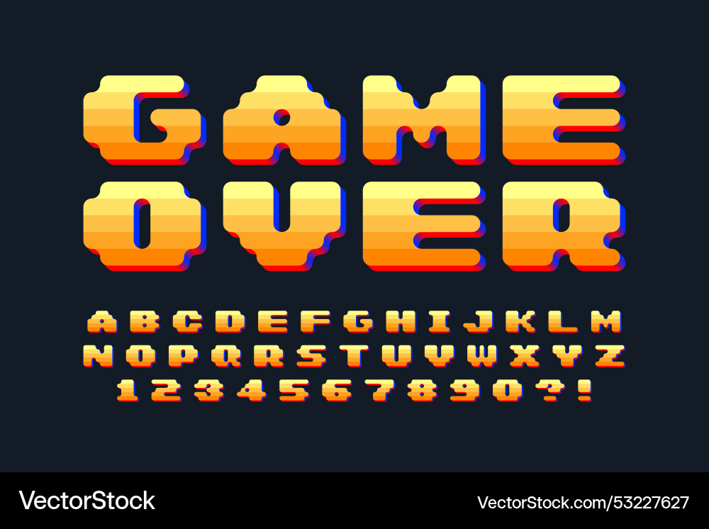 Pixel alphabet design stylized like in 8-bit Pixel alphabet design stylized like in 8-bit Vector Image