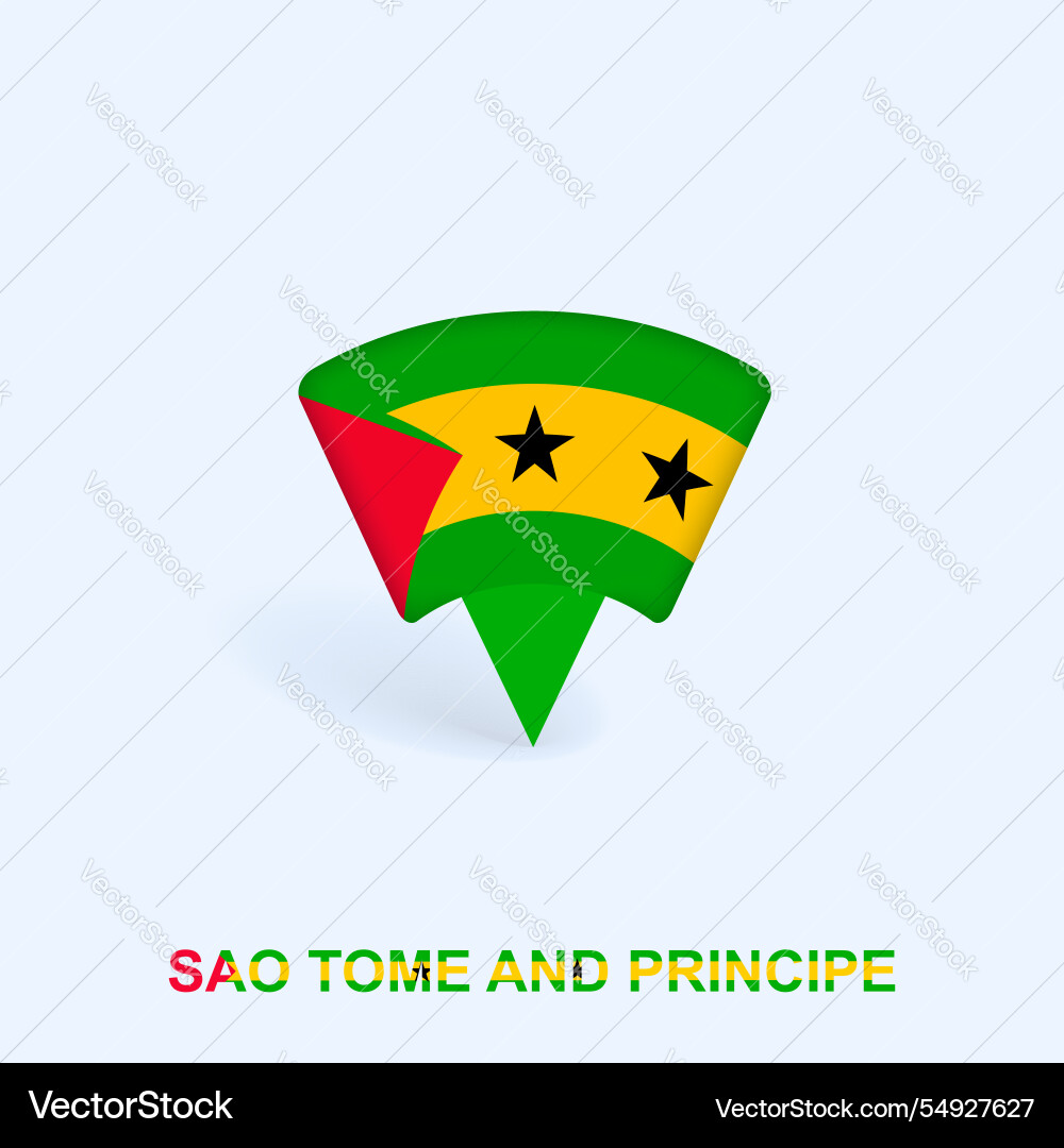 Sao tome and principe flag map pointer design Vector Image