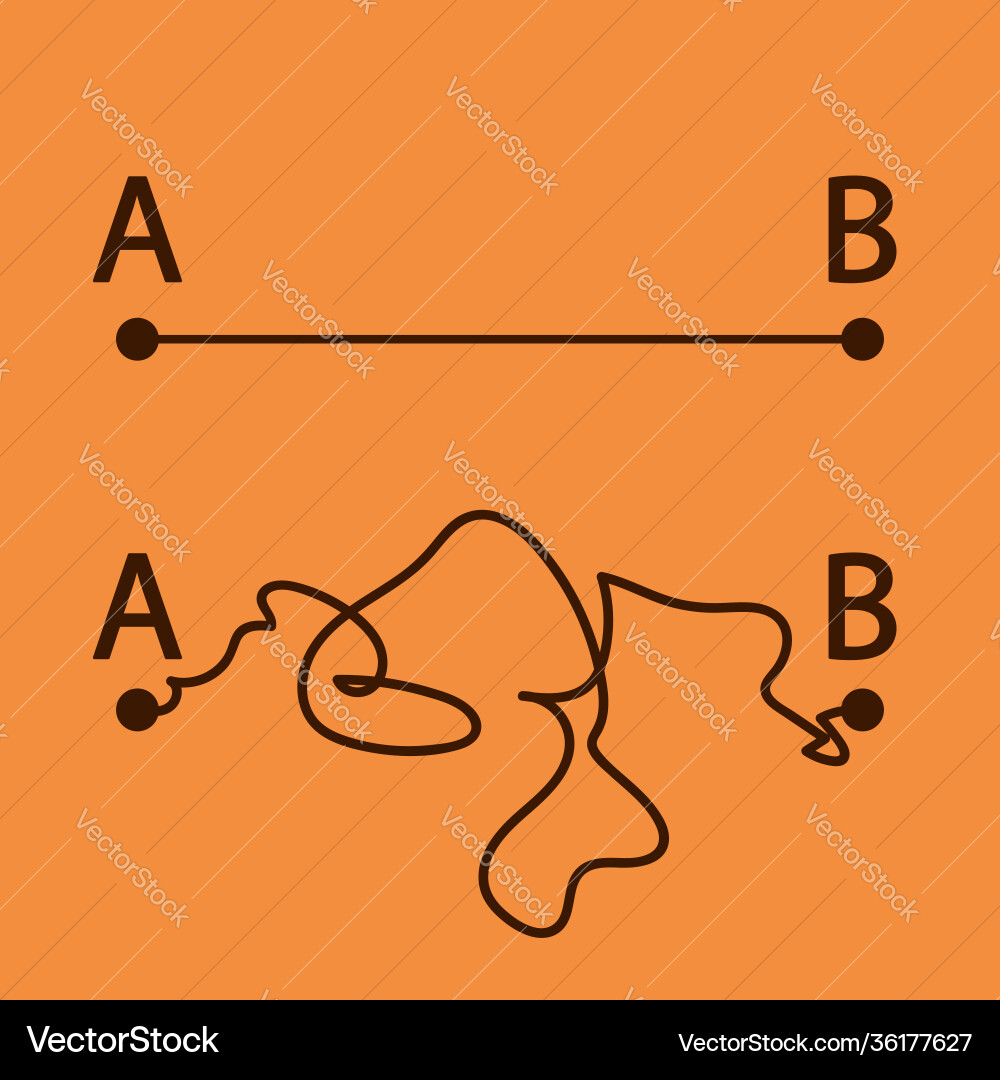 Two paths from one point to other Two paths from one point to other vector image