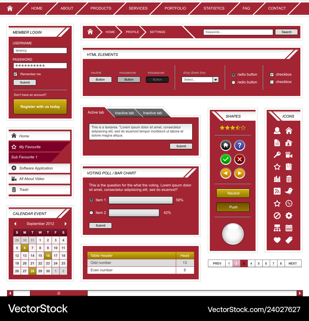 Web design element template a complete set Web design element template a complete set vector image
