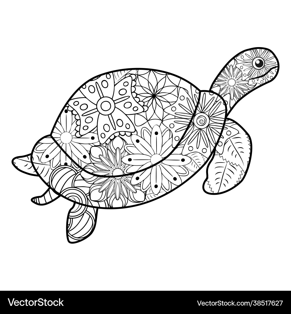 Zentangle Turtle Pattern vector image