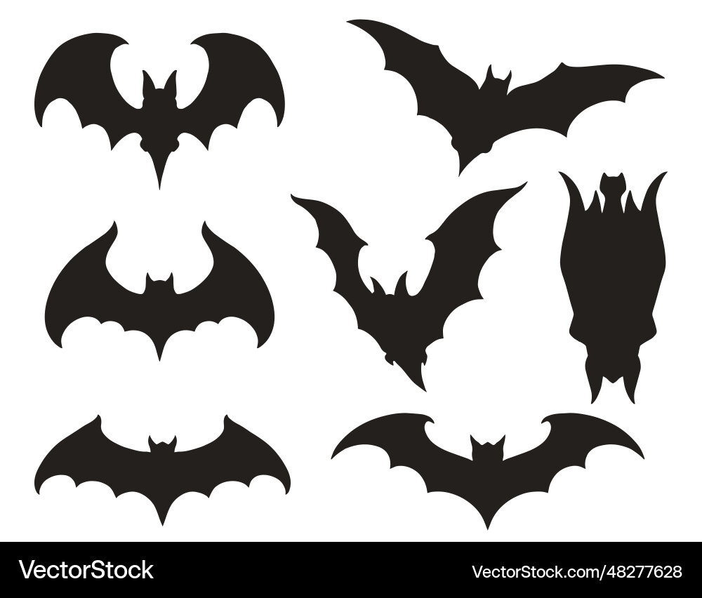 Bats Silhouetten monochrome Set Aufkleber Bats Silhouetten monochrome Set Aufkleber Vektorbild