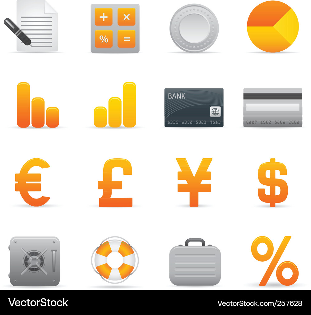 Finance Icon Set - Money & Business Vector Image