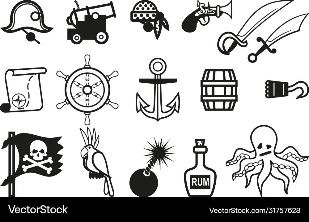 Pirate Icon Set Vector Image