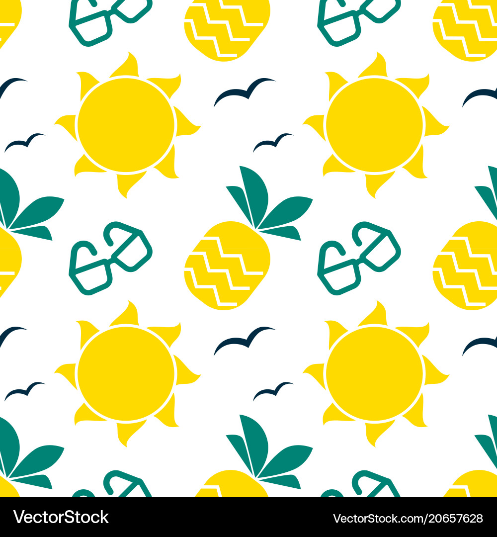 Summer seamless pattern with bright sun Royalty Free Vector