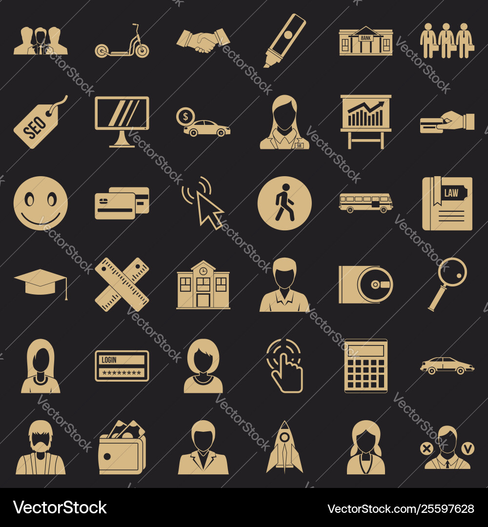Working icons set simple style Working icons set simple style vector image