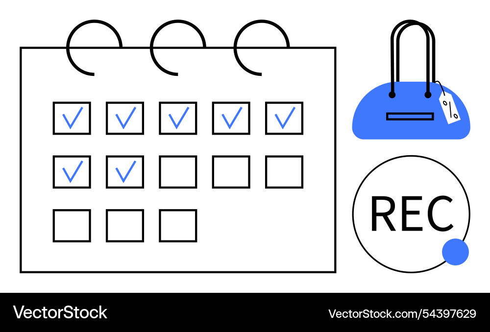 Calendar checklist with recorder button Calendar checklist with recorder button vector image