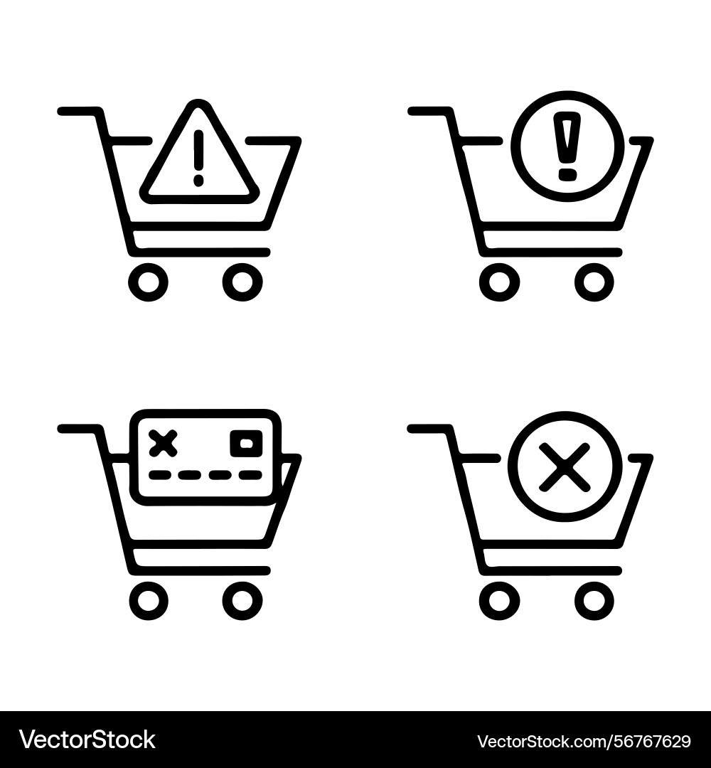 Failed checkout and payment error icons vector image