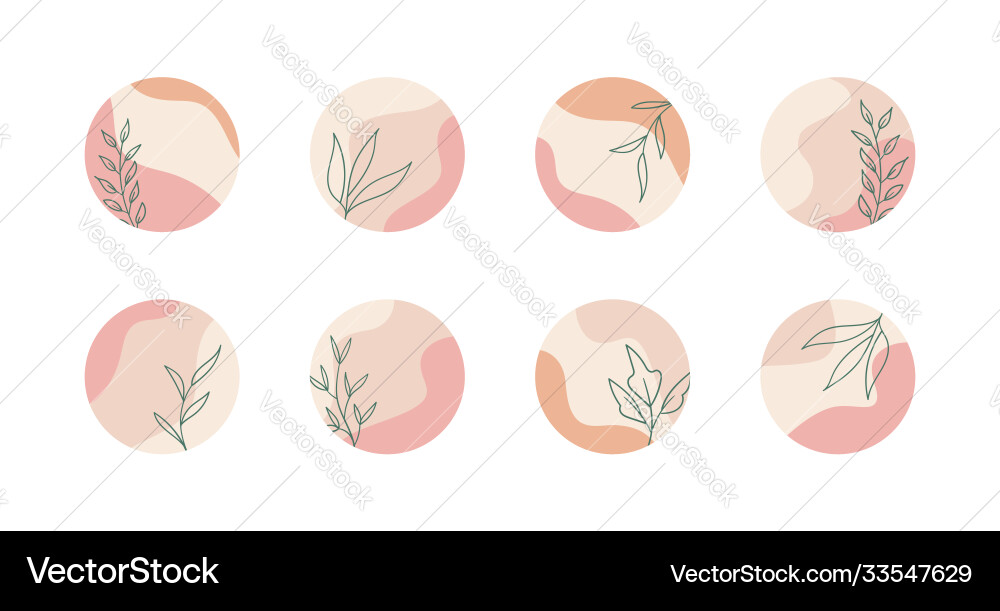 Floral Story Cover Icons Vector Image