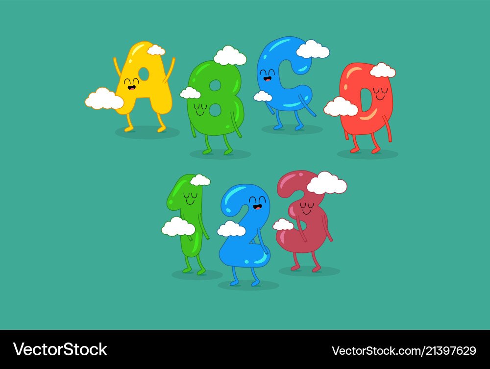 Funny uppercase font and number Funny uppercase font and number vector image