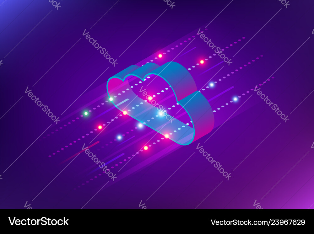Isometric modern cloud technology and networking Isometric modern cloud technology and networking vector image