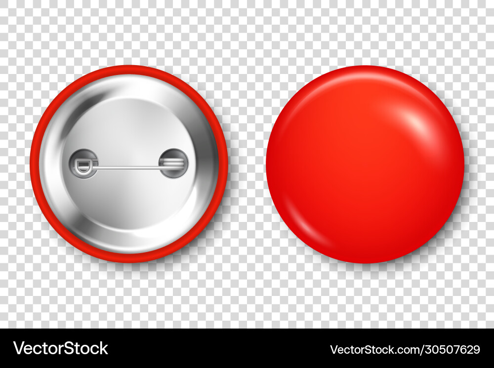 Realistic red blank badge 3d glossy round button Realistic red blank badge 3d glossy round button vector image