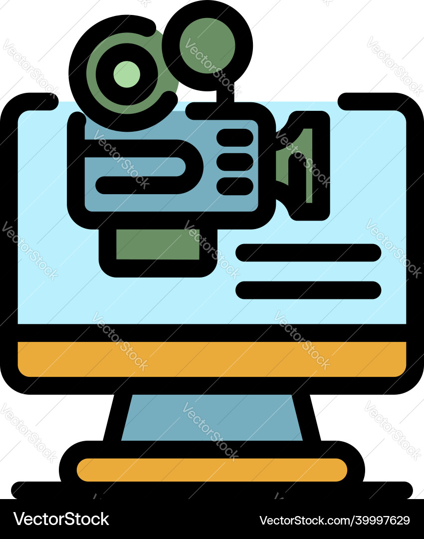 Record computer camera icon color outline Record computer camera icon color outline Vector Image