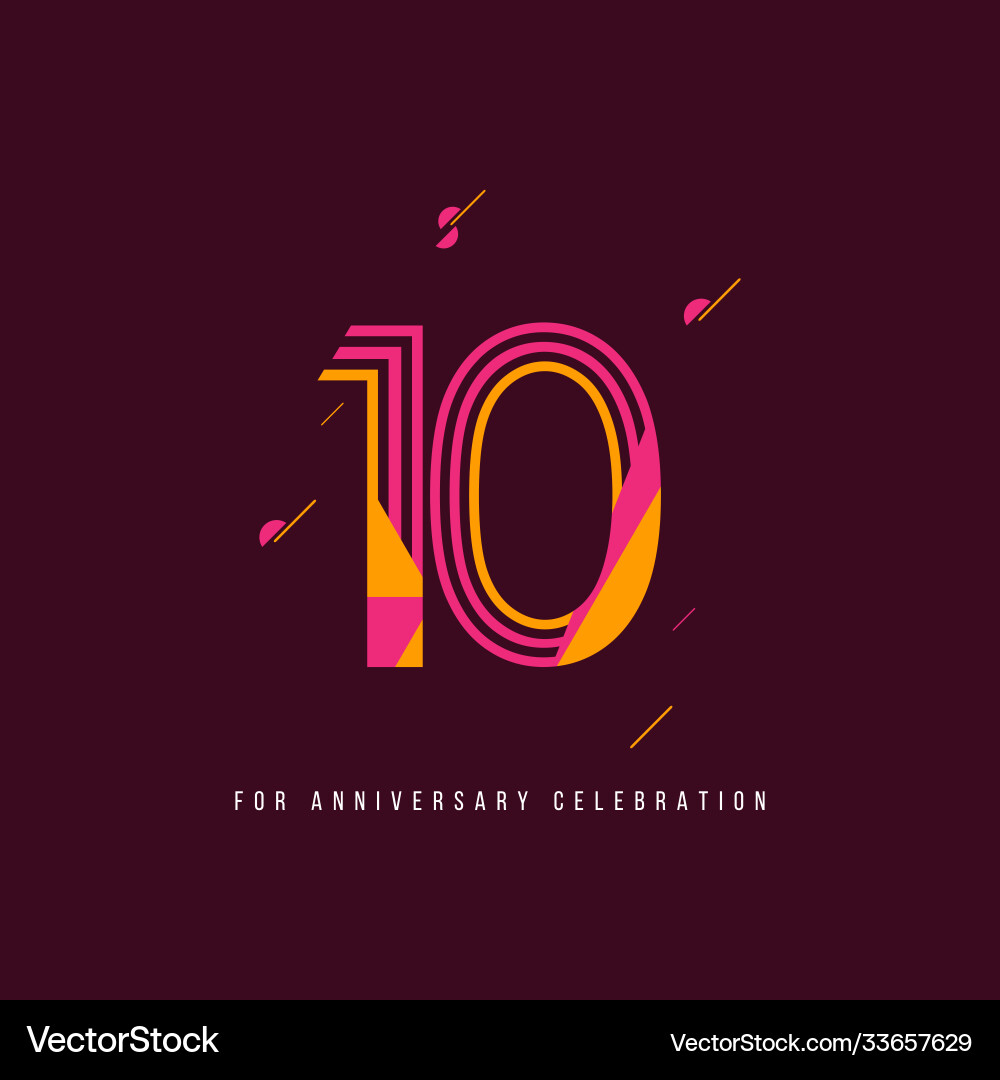 Retro Anniversary Celebration - 10 Year Vector Image