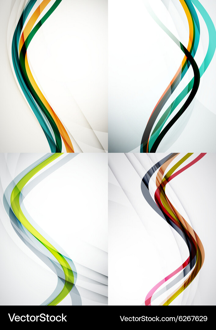 Set abstract backgrounds curve wave lines Vector Image